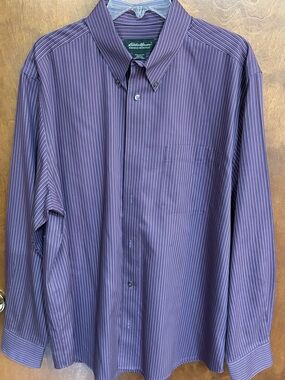 Eddie Bauer Purple Pinstripe Button-Down Shirt